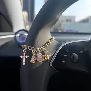 Pearl Chain Steering Wheel Ornament, Elegant Pendant Car Decoration, Interior Accessories, Bag Charm, Gift for Her, Car Interior Accessory, Car Trinkets, Car Interior Decorative