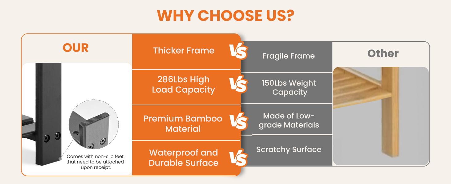 Shoe Organizer, 3-Tier Bamboo Storage Benches Organizer, Holds Up to 286 lb Entryway Bench, Suitable for Entryway Bedroom Living Room Balcony pantry