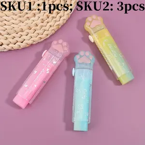 1/3pcs New Design Adorable Creative Glitter Cat Paw Shaped Eraser, Personalised Push-Pull Eraser, Suitable for Art, Writing and Drawing, Ideal Gift for Students and Loved Ones Christmas, Easter, Halloween, Children's Day Gift Selection