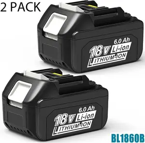 NEW 2 PACK 6.0Ah 18V Lithium-Ion Battery For Makita BL1860B BL1850B BL1840B BL1815B-high capacity
