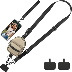 Clip and Go Strap for Phone with Wallet Crossbody, Adjustable Phone Lanyard with Cell Phone Wrist Strap & Tether Tab