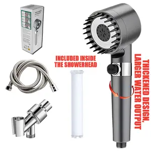 High-Pressure Handheld Showerhead – Adjustable Water Pressure, 18-Layer Filtration, 4 Spray Modes, Power Wash, Includes 1.5m Hose & Showerhead Holder shower head booster filter Deluxe