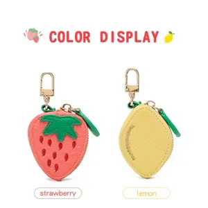 Cute Lemon Shaped Fruit Bag Pendant, Multi-Functional Keychain Kawaii Coin Purse, Mini Earphone Case, Adorable Wallet Accessory