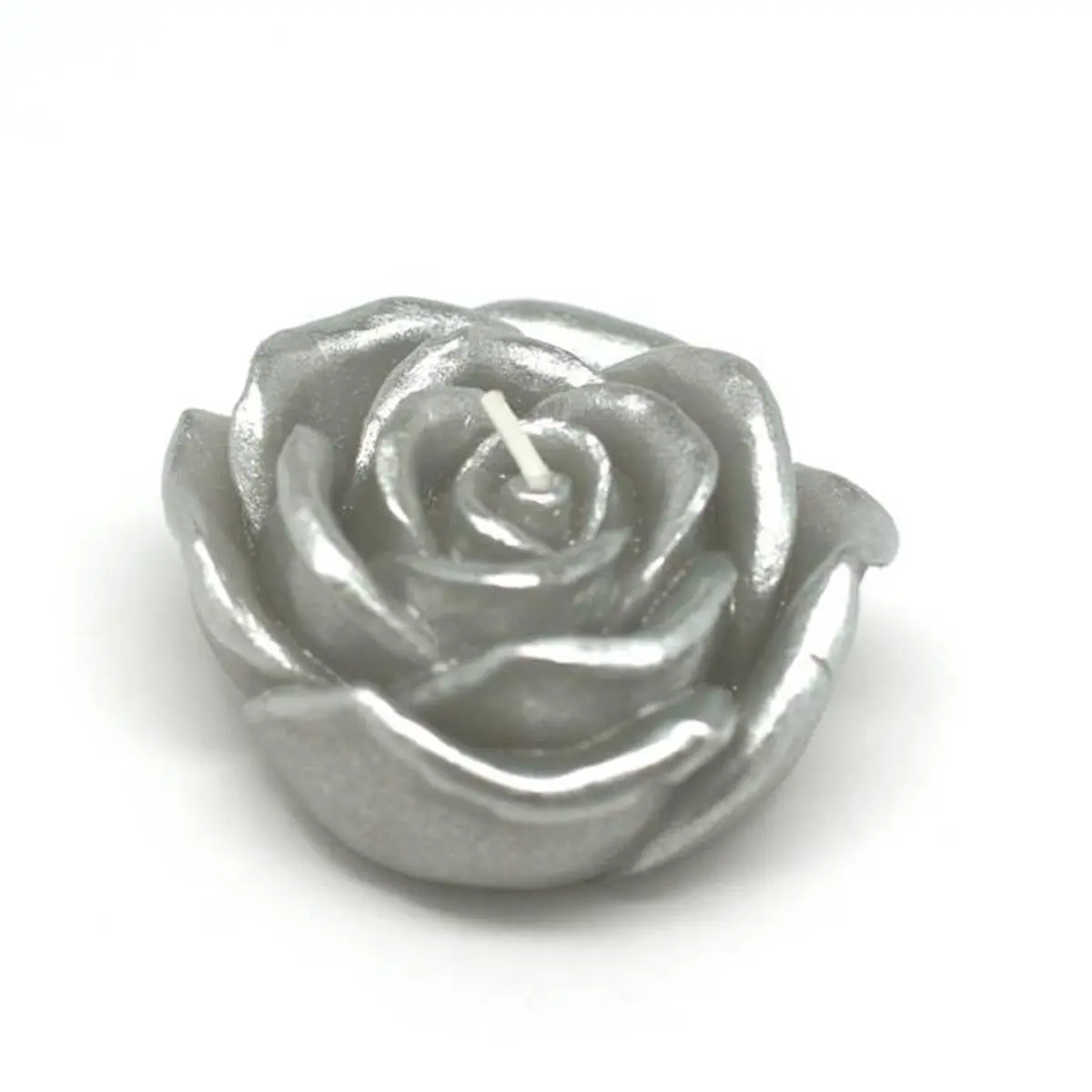 Jeco CFZ-102-0 3 in. Round Unscented Metallic Silver Rose Floating Candles - 12 Piece per Box, Home Decor, Room Decor