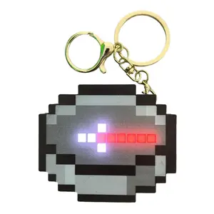 Pixel-Style Compass Keychain Retro Game Design with LED Light Convenient Accessory for Keys Nostalgic Pixel Art Keychain for Fun Playful Key Collection
