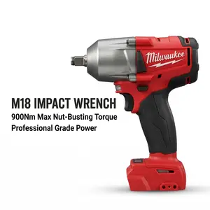 Milwaukee M18 18V Brushless Impact Wrench 900Nm High Torque 4-Mode Cordless with Multi-Tool & Fast Charger for Auto Tire Truck Repair