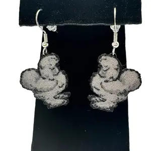 Gray (Self Blue) Silkie Chicken Earrings with Sterling Silver 925 Hooks