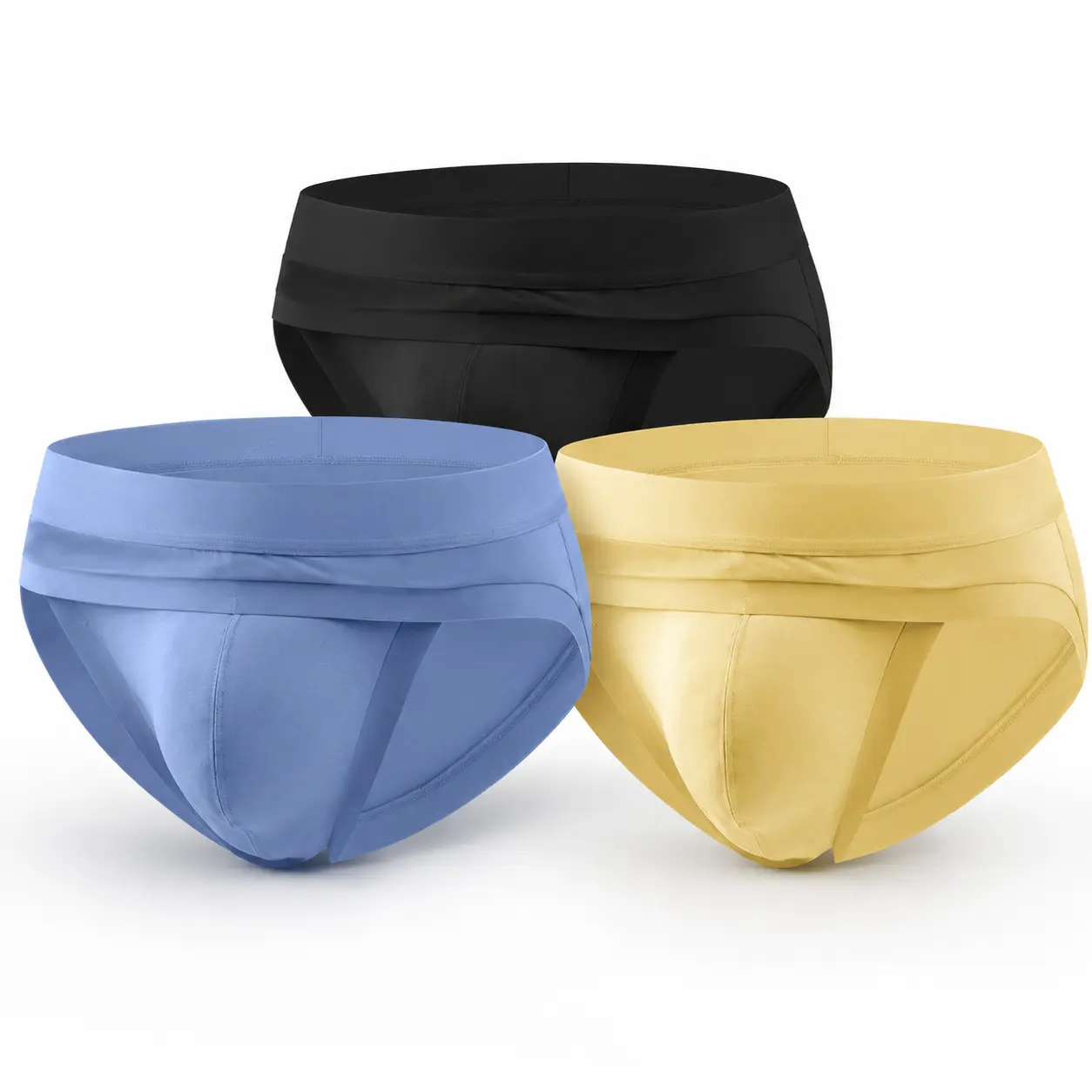 Men's 3-Pack Low-Rise Briefs, 3D Support Pouch Underwear, Soft Breathable Stretch Fabric, Comfortable Fit, Multi-Size, for Daily Wear & Sports