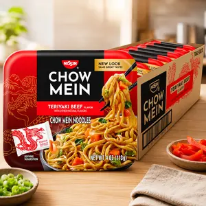 Nissin Chow Mein Noodles, Teriyaki Beef, 4 Ounce (Pack of 8)