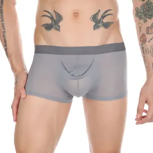 Men's Ultra-Thin Ice Silk Bullet-Proof Separate Boxer Briefs Youth Elephant Nose Opening Underwear Autumn Clothing