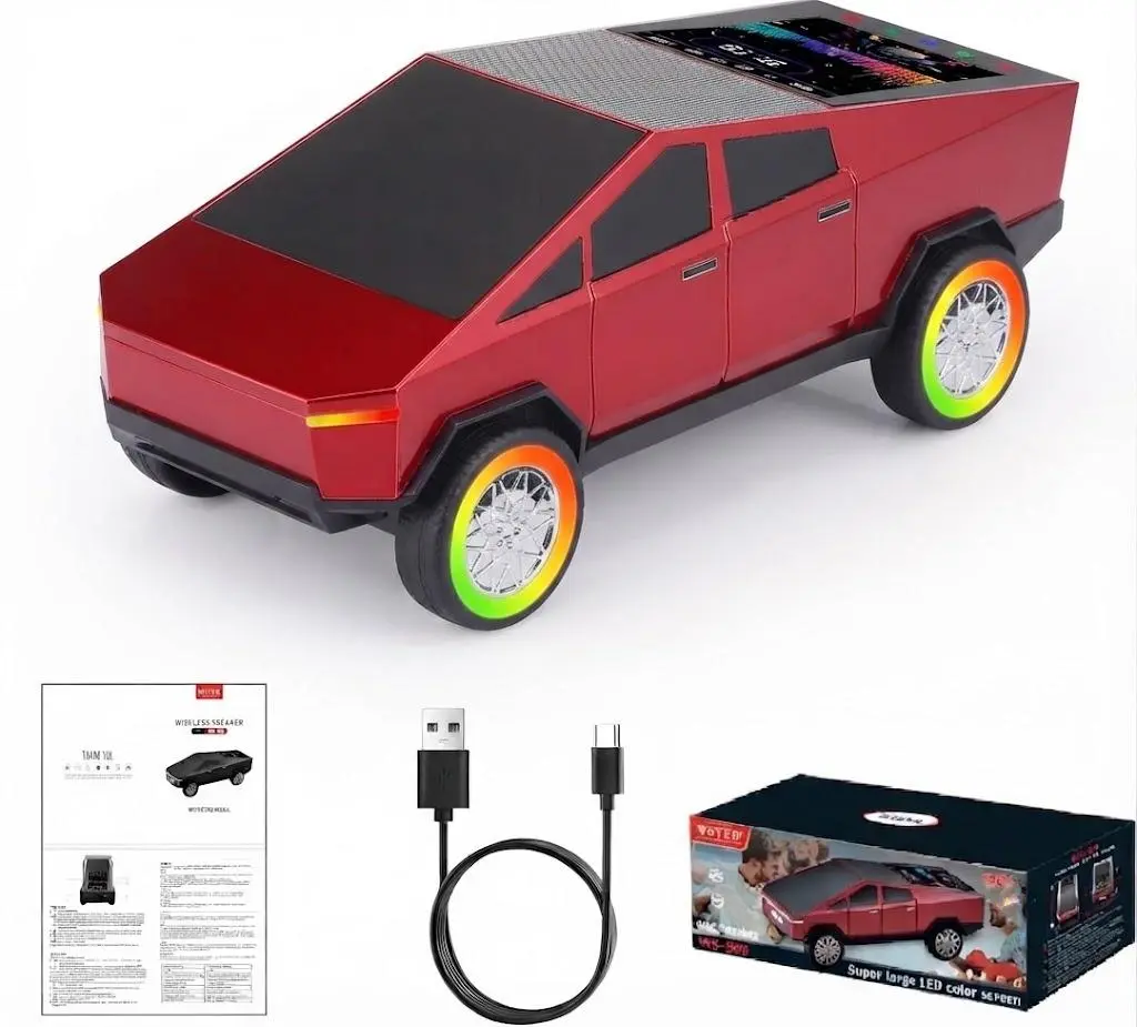 【New Arrival】WS-580L Cyberpunk Truck Vehicle Model Ornament, LED-Lit Modern Desk Decor, Cool Tech-Style Collectible for Bedroom, Office Home Supplies Decor Statue Figurine