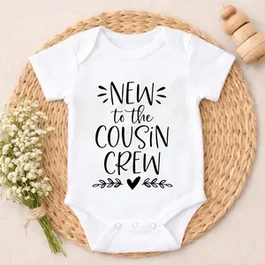 Baby Bodysuit New To The Cousin Crew Print 100% Pure Cotton Non-Irritating Snap Closure Breathable Perfect For Gifting & Everyday