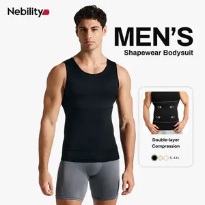 Nebility Men's Sleeveless Crew Neck Belly Compression Tank Activewear Menswear Tank Top Straps Undershirt Menswear
