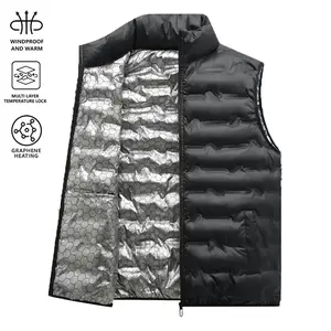 Men’s autumn and winter vest — fleece-lined, thick and warm, stand collar; stylish, versatile casual top; men’s jacket/menswear outfit; black gilet