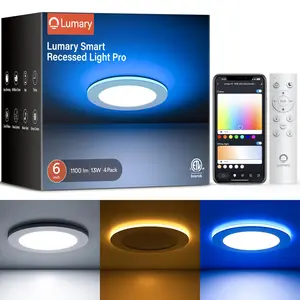 Lumary Smart Wi-Fi Recessed Light Pro 6 Inch RGB Night Light with Alexa Google Assistant Compatible 16 Million Colors Dimmable Downlight - Home Decor Lighting