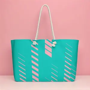 Aqua and Pink Oversized Weekender Bag