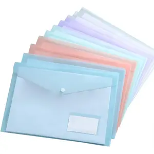 10 Pcs Plastic Envelopes Folders Label Pocket Folders Colored File Folders A4 Size Documents Folders Letter Paper Folders with Button Snap Closure for Work Office