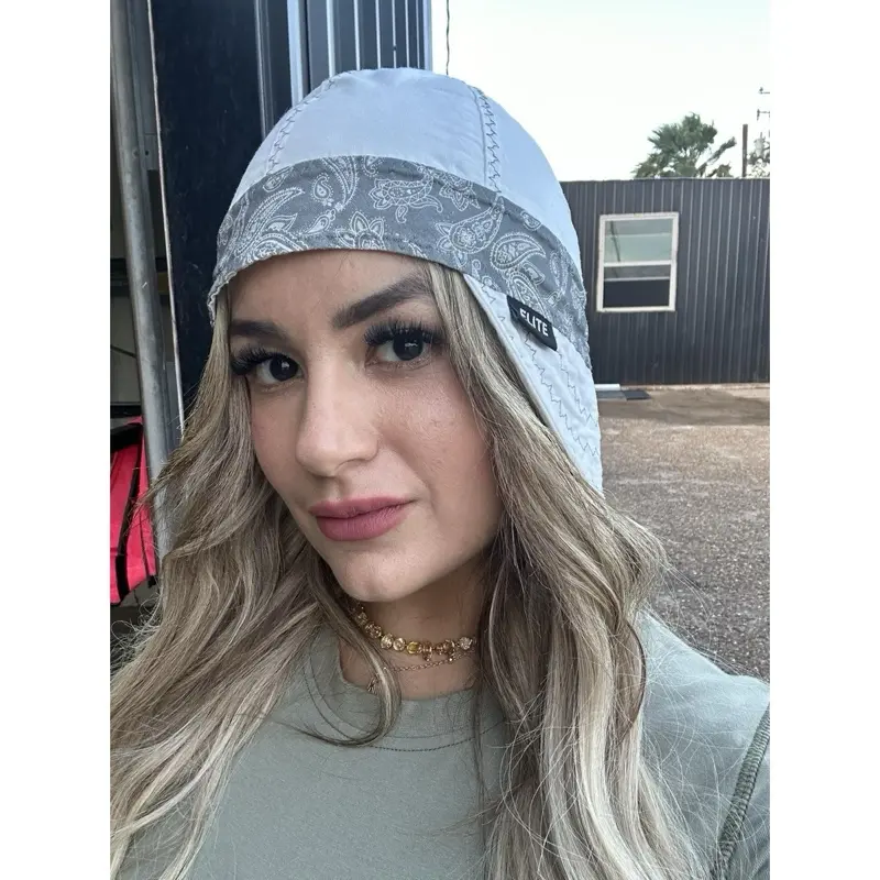 Elite Welding Cap – White with Gray Paisley Band Elite Welding Cap – White with Gray Paisley Band