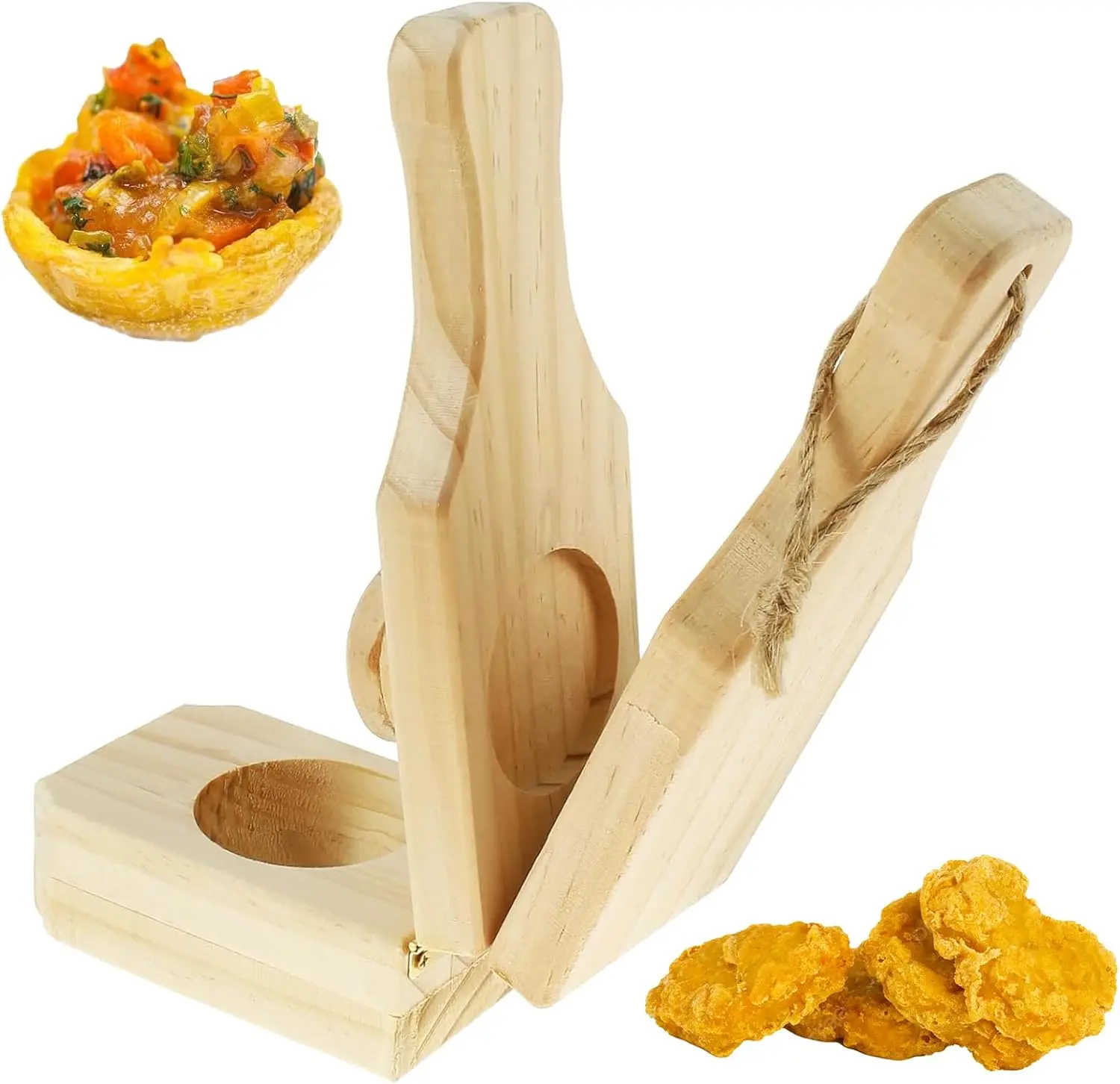 Wooden Tostones Press, 1 Count 2 in 1 Crispy Plantain Press Mold, Kitchen Accessories, Kitchen Utensils & Gadgets for Home Dining Room Picnic, Kitchen Food Supplies, Kitchen Food Accessories, Kitchenware, Kitchen Wooden Cooking Tools