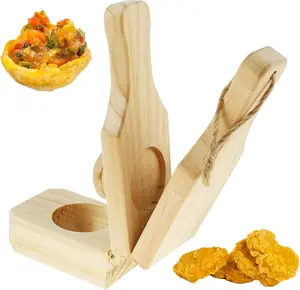 Wooden Tostones Press, 1 Count 2 in 1 Crispy Plantain Press Mold, Kitchen Accessories, Kitchen Utensils & Gadgets for Home Dining Room Picnic, Kitchen Food Supplies, Kitchen Food Accessories, Kitchenware, Kitchen Wooden Cooking Tools