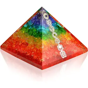 Orgone Pyramid Chakra Layer Energy Generator Meditation Pyramid - Orgonite Chakra Balancing Healing Pyramid With Chakra Copper Symbol