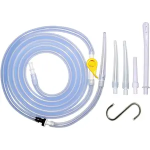 Enema-Bag/Bucket Kit Replacement Part, Silicone Enema Hose Accessories, Include Enema Tubing, Tips, Connectors, Non-Return Valve, Stopcock Tap, Clamp