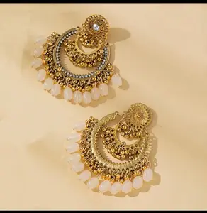 White Stone Drop Jhumka