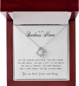 The Love Knot Necklace, To My Badass Niece Gifts, Unique Jewelry Gift to Niece, Pendant Necklace For Women, For Graduation Christmas Birthday Present Ideas From Aunt and Uncle, Unique Gift for Niece