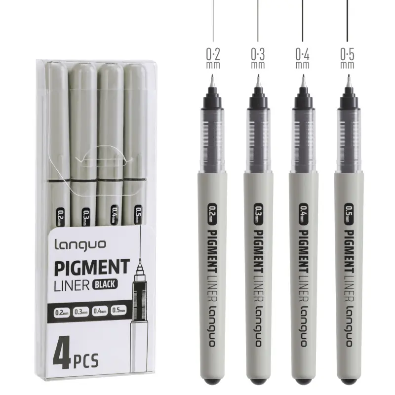 4-Piece Fineliner Pen, Assorted Point Sizes 0.2/0.3/0.4/0.5mm Ultra Fine Tips Pens Bleed Bible Journaling Study Supplies Annotation Smooth Waterproof Micro Line Tip Fineliner Markers Writing Pens Stuff