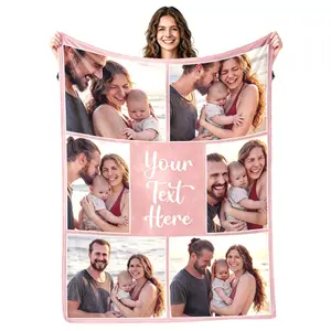BARLEY ONE Click “Shop Chat”, Send Photos, Mother's Day Gift, Custom Photo Family Blankets, These Personalized Photo Family Blankets are Made of Flannel, Perfect for Mother's Day, Valentine's Day, Birthday, Unique Memory Gift for Men, Women, Family
