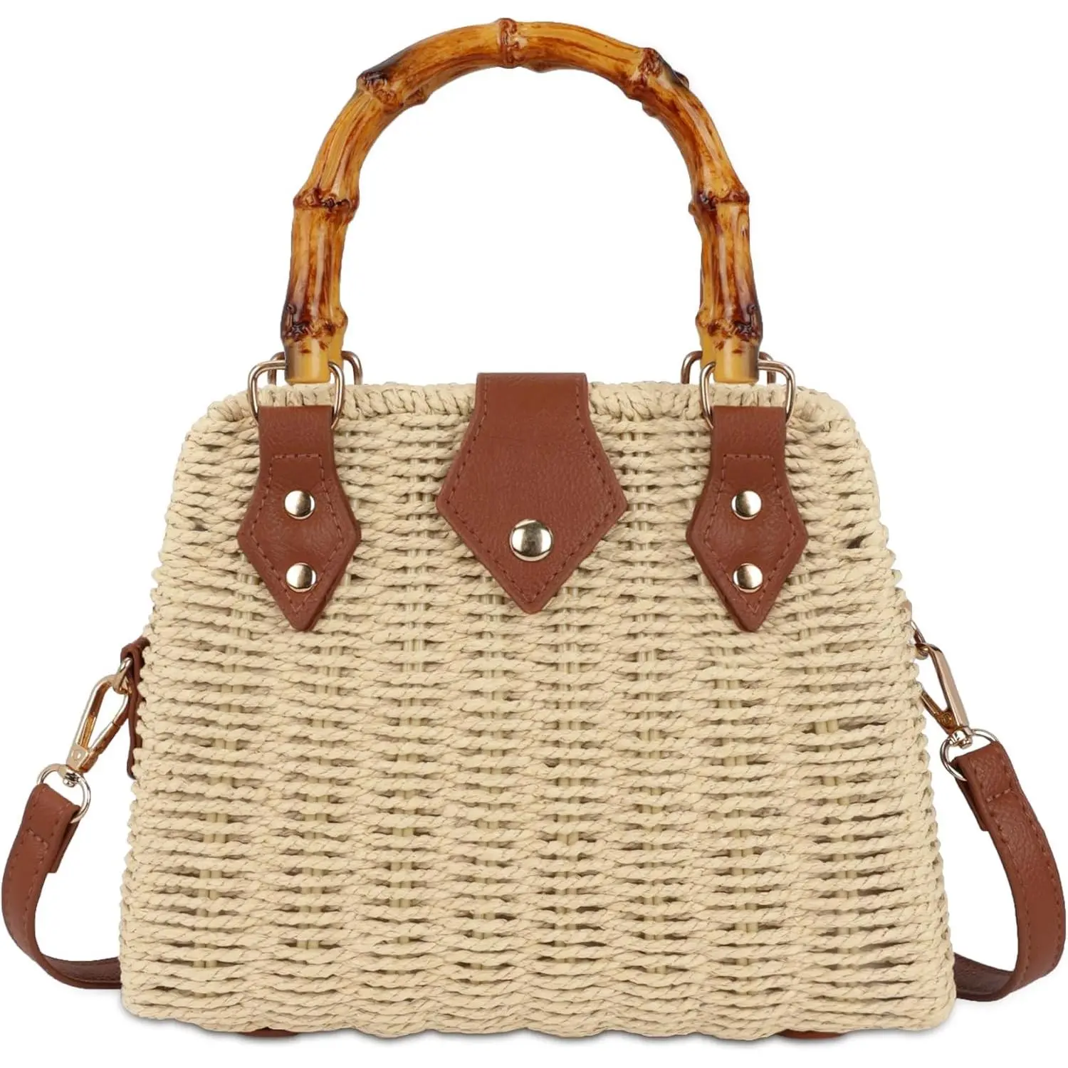 Straw Beach Bag Crossbody Handbag for Women Handmade Woven  Bag Top Handle Purse for Summer