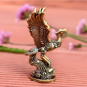 Elegant Vintage Brass Phoenix Statue, Antique Copper Art Decorative Home Decor for Living Room, TV Stand, Porch, Ideal Tea Pet Collection Gift