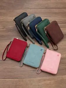 CHARM INFINITE new RFID anti-theft passport holder, can hold multiple passports, travel ticket and document organizer, skin-friendly long zipper passport wallet, detachable wrist strap, Valentine's Day gift