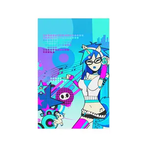 Blue and White Music Pony Poster | Matte Vertical/Horizontal Print