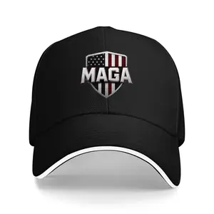 Men's Retro Breathable Baseball Cap - Adjustable Ventilation Design, Lightweight Quick-Dry Polyester Fiber, American Flag and MAGA Print, Black/Red/White/Blue - Perfect Gift for Father's Day and July 4th, Summer Sun Protection Outdoor Activities, Retro St