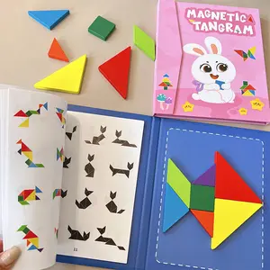 Magnetic Tangram Puzzle, Colorful Wooden Blocks, Early Education Toy, Geometric Shapes, Logic Thinking Development, Educational Game