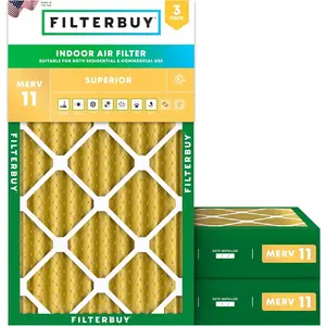 Filterbuy 16x25x4 Air Filter (3-Pack), Pleated MERV 11 Allergen Defense HVAC AC Furnace Air Filters (Actual Size: 15.50 x 24.50 x 3.63 Inches)
