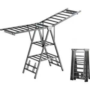 71" Clothes Drying Rack Foldable, Clothes Airer Drying Rack with Wheels, Duty Laundry Dryer,-Thick Free-Standing Indoor Use