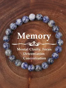 Blue Lace Agate Beaded Bracelet, Natural Stone Beaded Bracelet for Concentration, Calming Anxiety, Determination Enhancer, Study & Work Aid, High Quality Bracelet