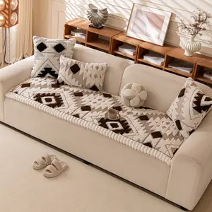 Non-Slip Anti-Scratch Boho Couch Cover for Sofa, Super Soft Washable Pet-friendly Couch Cover for Dogs Cats, Perfect for 3-4 Seater Couches