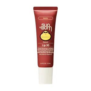 Sun Bum SPF 30 Sunscreen Bonfire Tinted Lip Balm - Coconut Flavor Broad Spectrum Moisturizing with Aloe & Vitamin E - Hawaii 104 Act Compliant (Made Without Octinoxate & Oxybenzone) - 0.5 oz