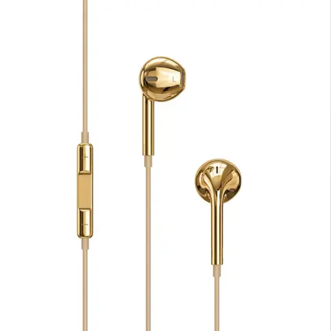 Wired Earbuds with Gold Finish, Type C Functional, Y2K Trendy Portable Electronic Audio Headphones