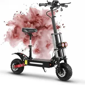 MAXUMAA Adult Electric Scooter with Seat - 5600W Dual Motor Off-Road E-Scooter, 47MPH Fast Speed, 50 Mi Long Range, 11-Inch Fat Tires, Dual Hydraulic Brakes, Suspension, All-Terrain Sports Design