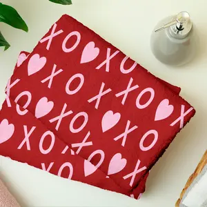 Heart Xoxo Valentine's Day Towel, Super Absorbent Microfiber, Soft and Comfortable, Ideal for Gym, Pool, Bathroom, Beach Travel