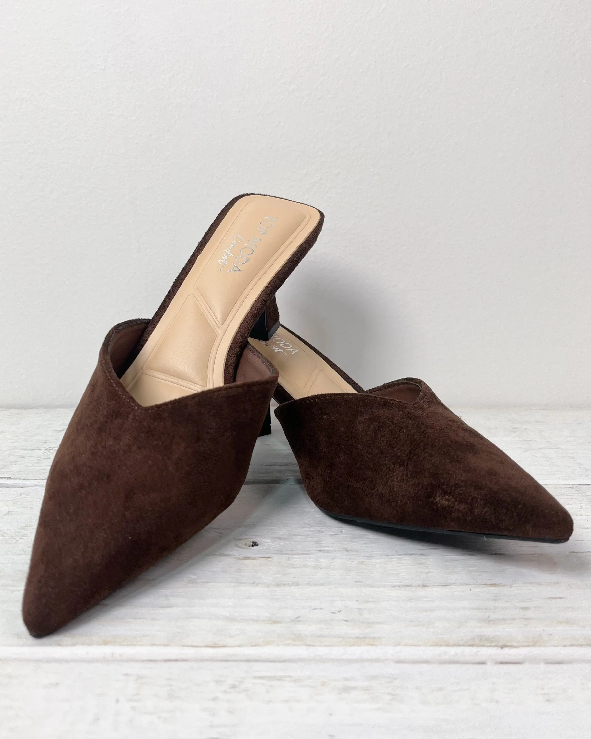 The Florence Brown Suede Kitten Heel