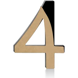 4 Inch Self Adhesive House Numbers, Black Acrylic House Address Letters and Numbers for Outside, Ideal for Garden, Mailboxes, Rooms, Apartments, Offices, and Hotels (4)