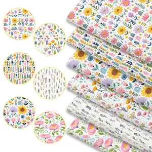 6pcs 45cm*50cm/17.72in*19.69in Pastoral Bohemian Floral Print Fabric, Suitable for Patchwork Quilting, Bedding, Tablecloths, Bags, Face Masks, Hats, Headbands, Pillowcases, and Other DIY Fabrics