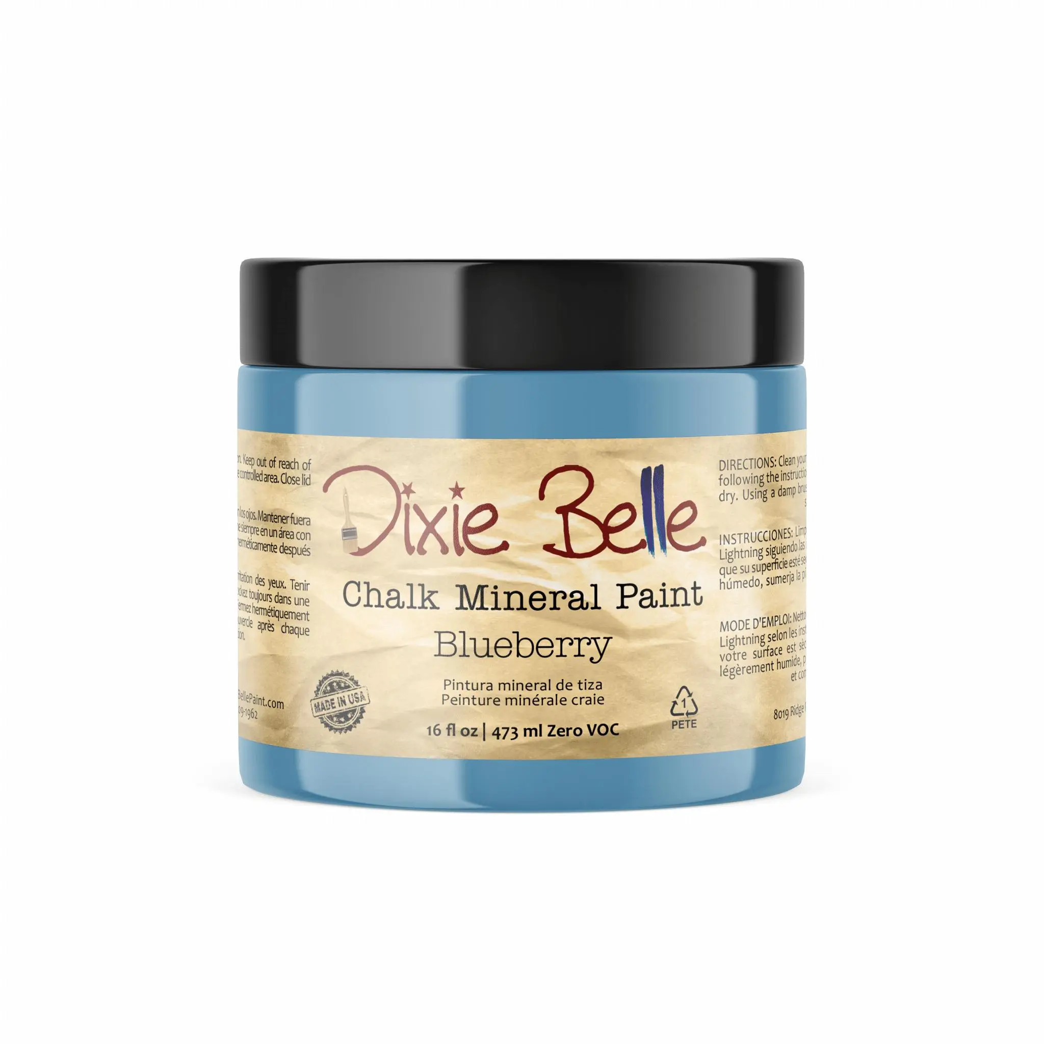 Dixie Belle Paint Company Chalk Finish Furniture Paint | Blueberry (16 Fl Oz) | Matte Periwinkle Blue Chic Chalk Mineral Paint | DIY Furniture Paint | Made in the USA