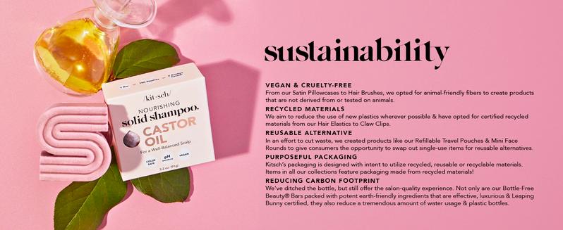 Kitsch Castor Oil Shampoo Bar for Hydration and Moisture, Vegan, Natural Solid Shampoo, Made in USA, Strengthens and Nourishes, Paraben-Free, 3.2oz