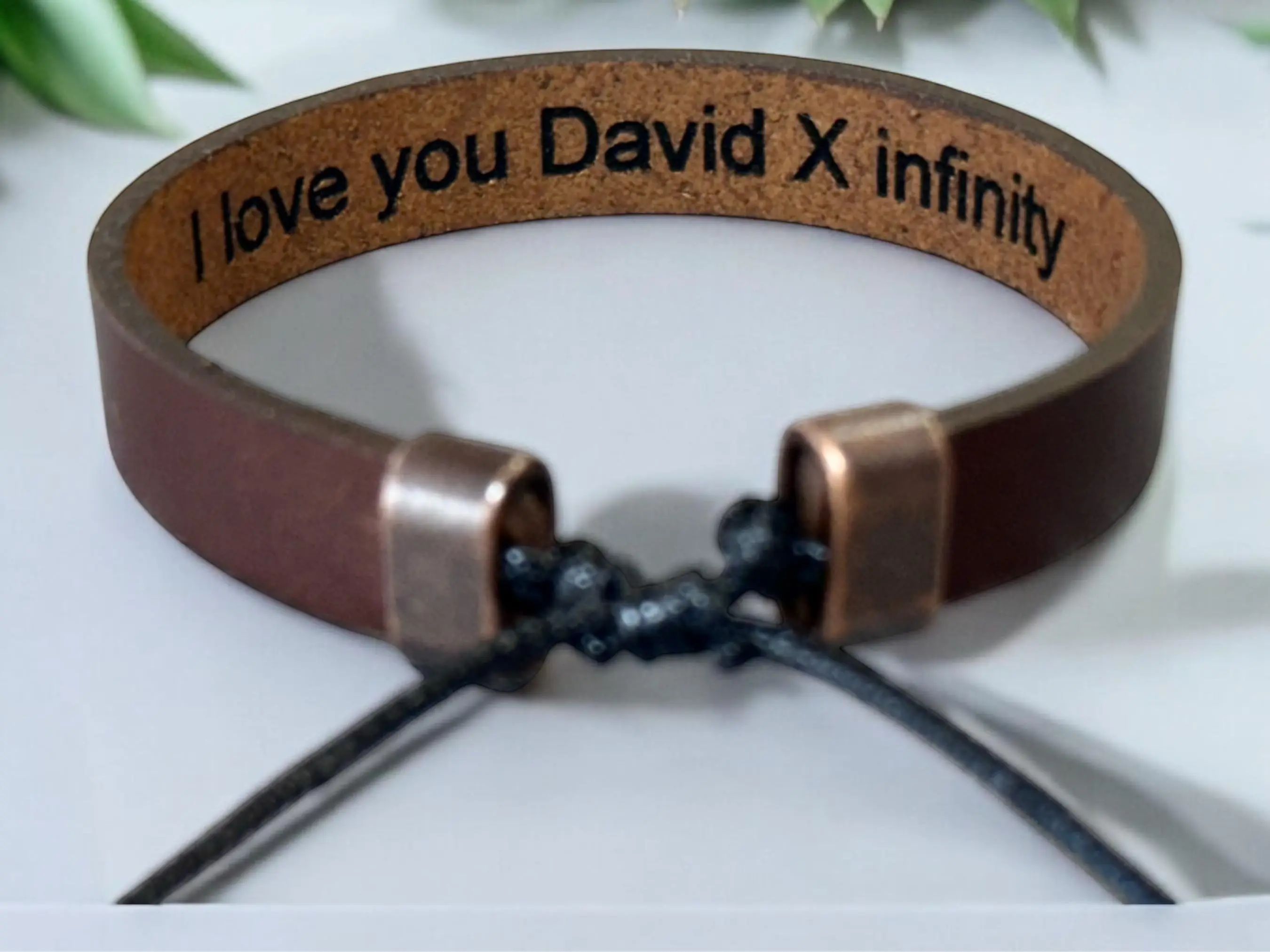Personalized Cowhide Leather Engraved Bracelet for Men, Anniversary gift for male,Birthday gift for him, own text cuff, Adjustable Wristband